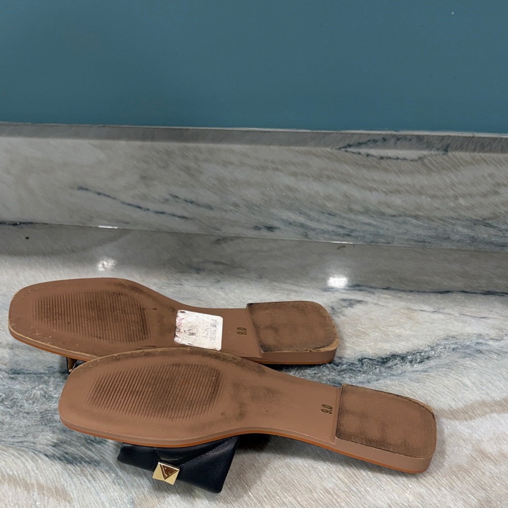 Steve Madden Black Quilted Slide Sandals with Gold Studs - Picture 5 of 5